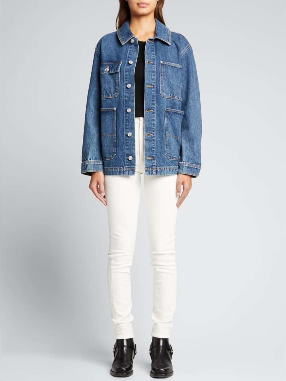 SLVRLAKE WORKER Distressed Blue Denim Jacket Sz-S